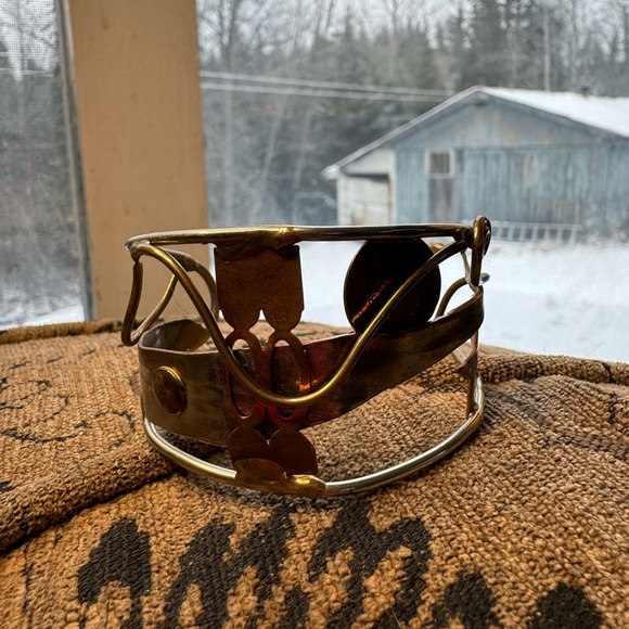 Mixed metal cuff bracelet. - Picture 5 of 14